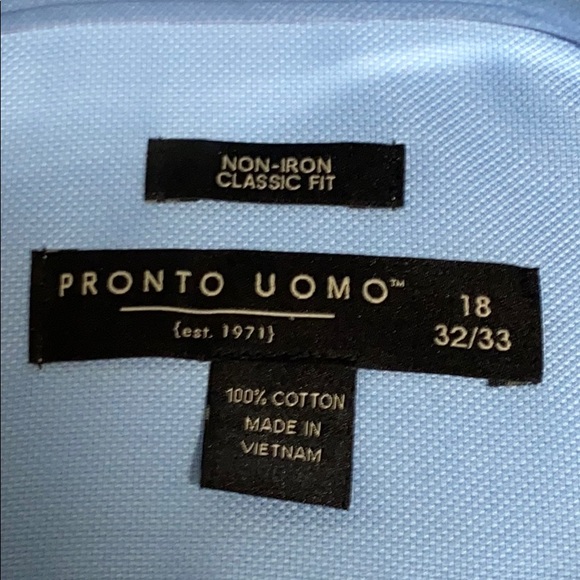 Pronto Uomo No Iron Classic Fit Blue Cotton shirt - Picture 3 of 8